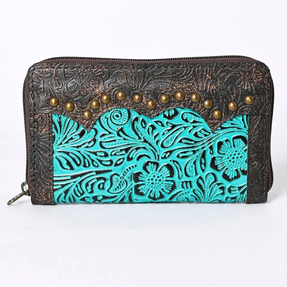 Coin Purses Tooled Leather Wallets with  Studs