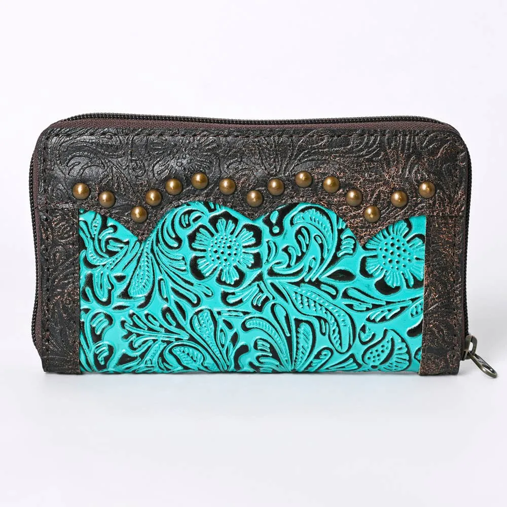 Coin Purses Tooled Leather Wallets with  Studs