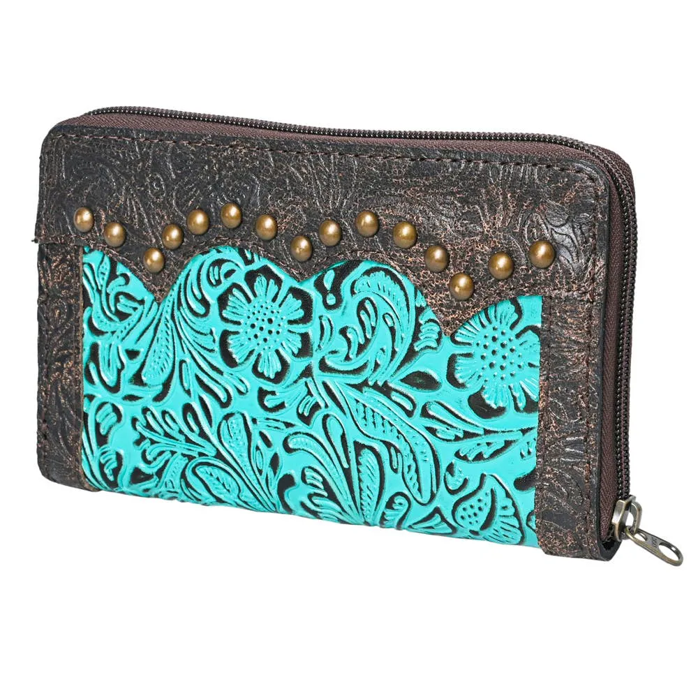 Coin Purses Tooled Leather Wallets with  Studs