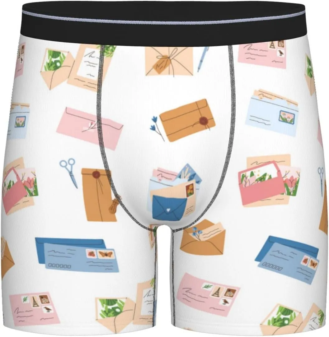 Colors Envelope Pattern Mens Extended Underwear Length Boxer Briefs Comfort Breathable Underwear For Men