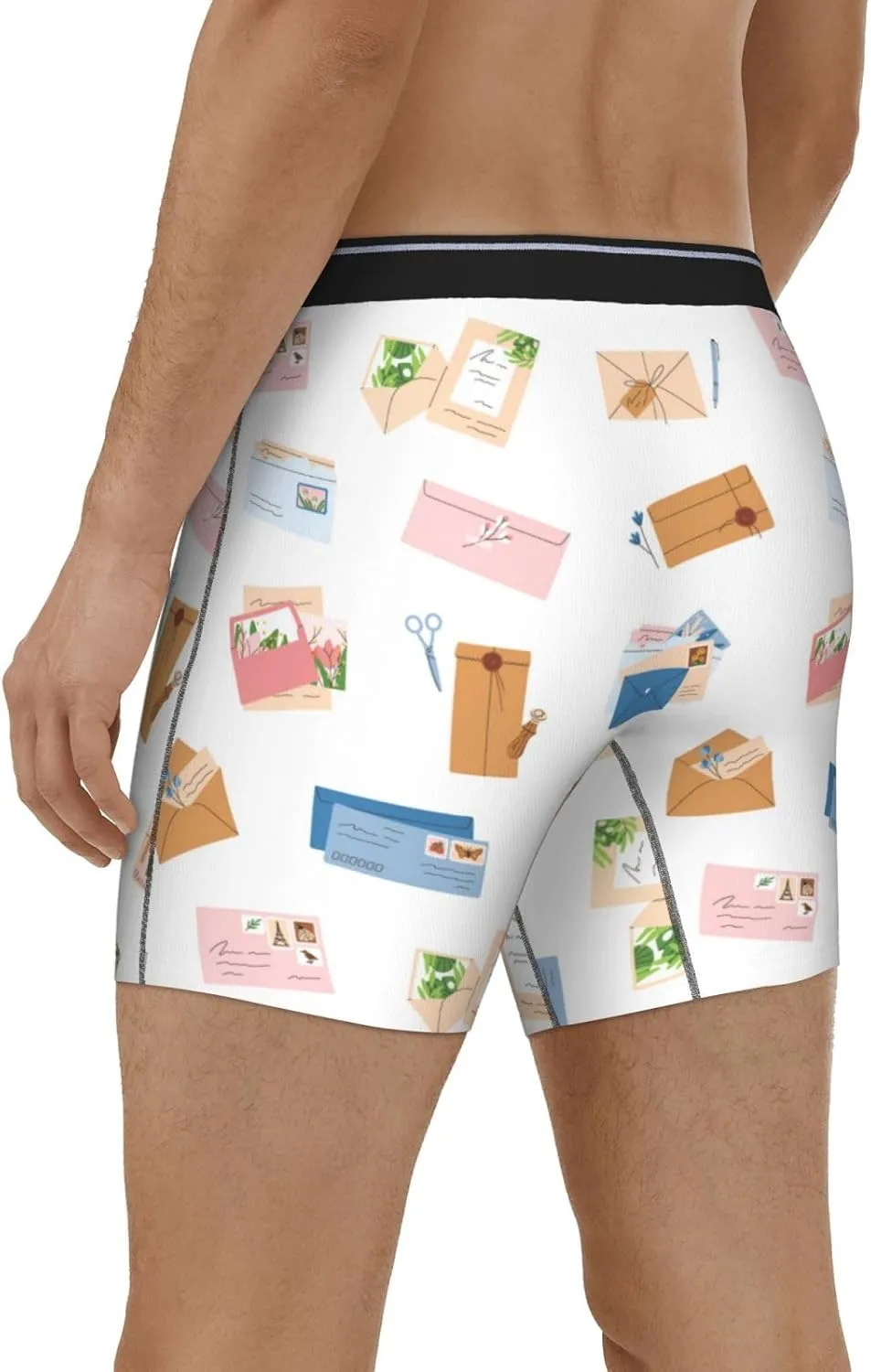 Colors Envelope Pattern Mens Extended Underwear Length Boxer Briefs Comfort Breathable Underwear For Men