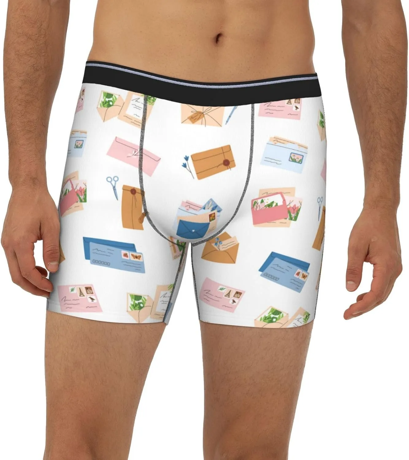 Colors Envelope Pattern Mens Extended Underwear Length Boxer Briefs Comfort Breathable Underwear For Men