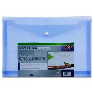 Concept A4 Extra Capacity Document Wallet with Button Closure | 4 Assorted Neon Colours