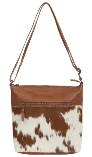 Cowhide Leather Bag With Zip   Long Strap | 6657