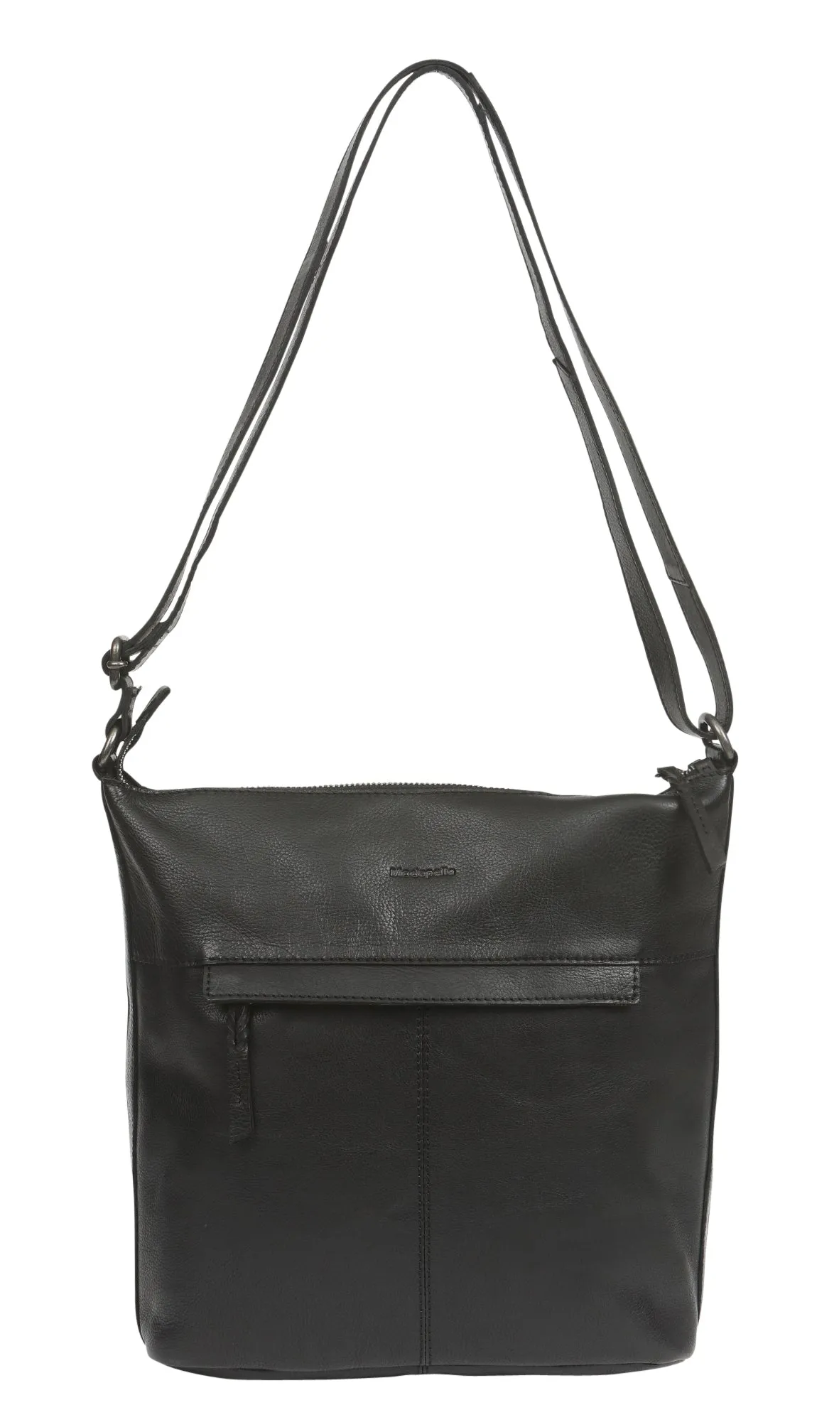 Cowhide Leather Bag With Zip   Long Strap | 6657