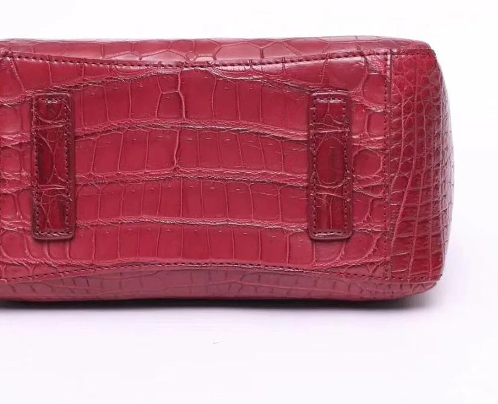 Crocodile Leather Medium Hobo Bag  & Purse For Women Red