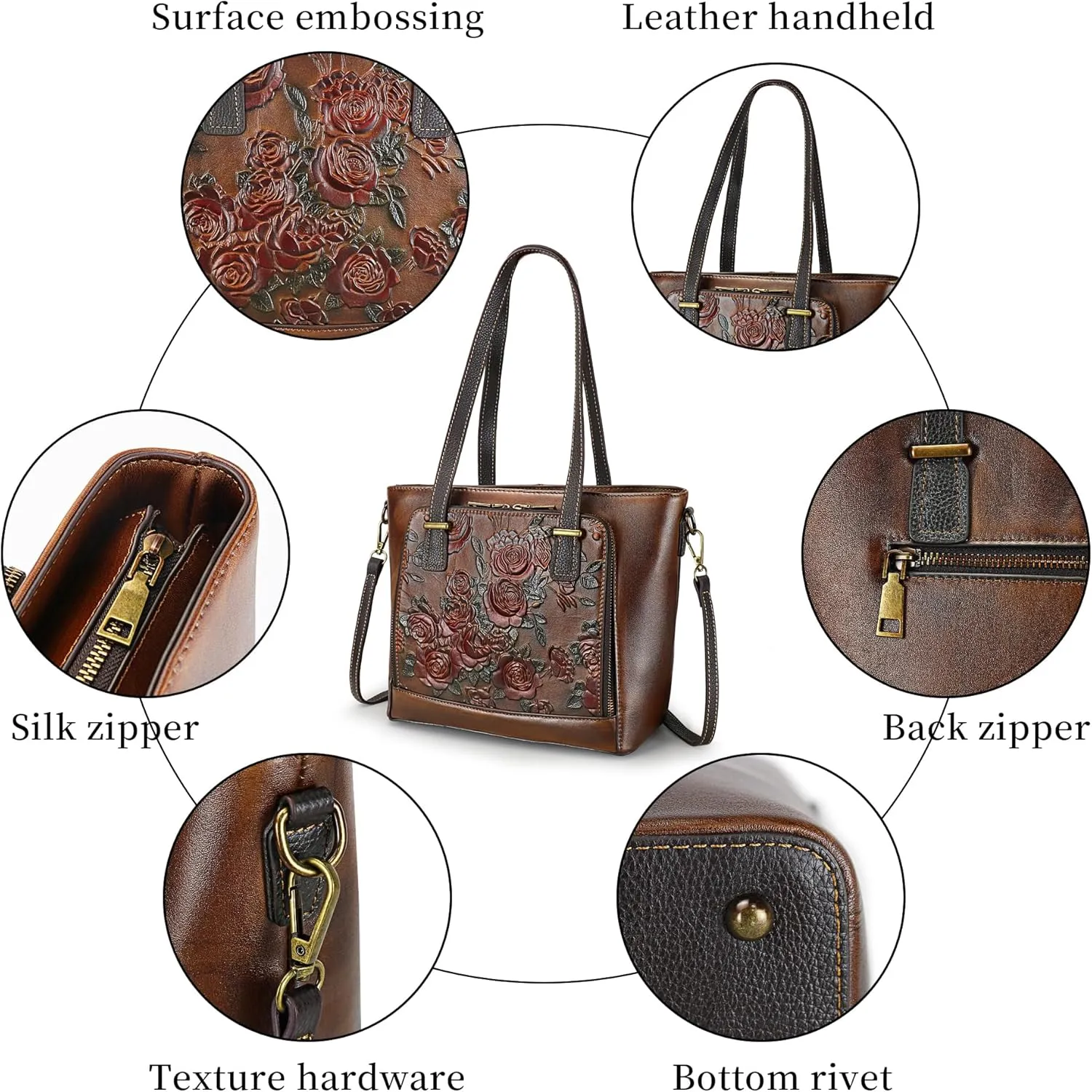 Crossbody Bag for Women Leather Shoulder Bag Top Handle Tote Purses Vintage Satchels Handbag Retro