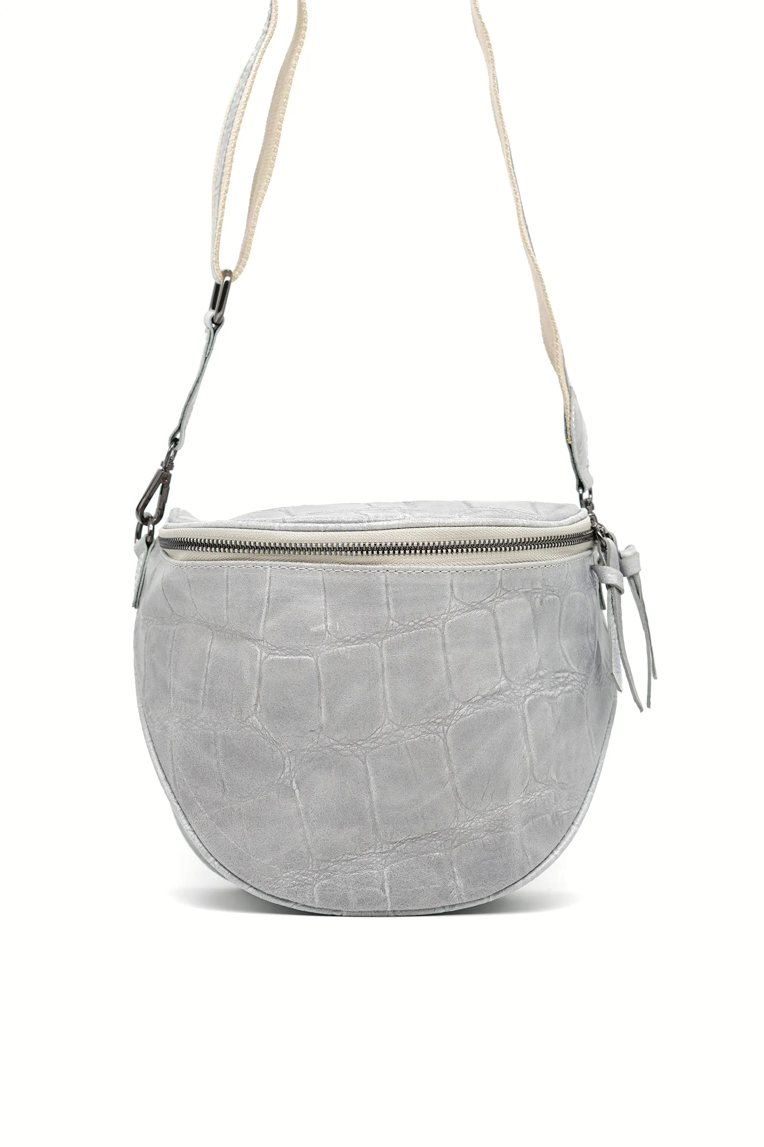 Crossbody-Bag KENNY aus genarbtem Leder mit Kroko-Prägung