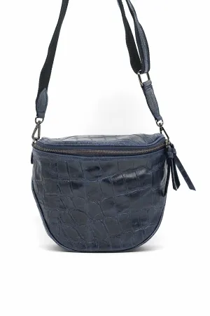 Crossbody-Bag KENNY aus genarbtem Leder mit Kroko-Prägung