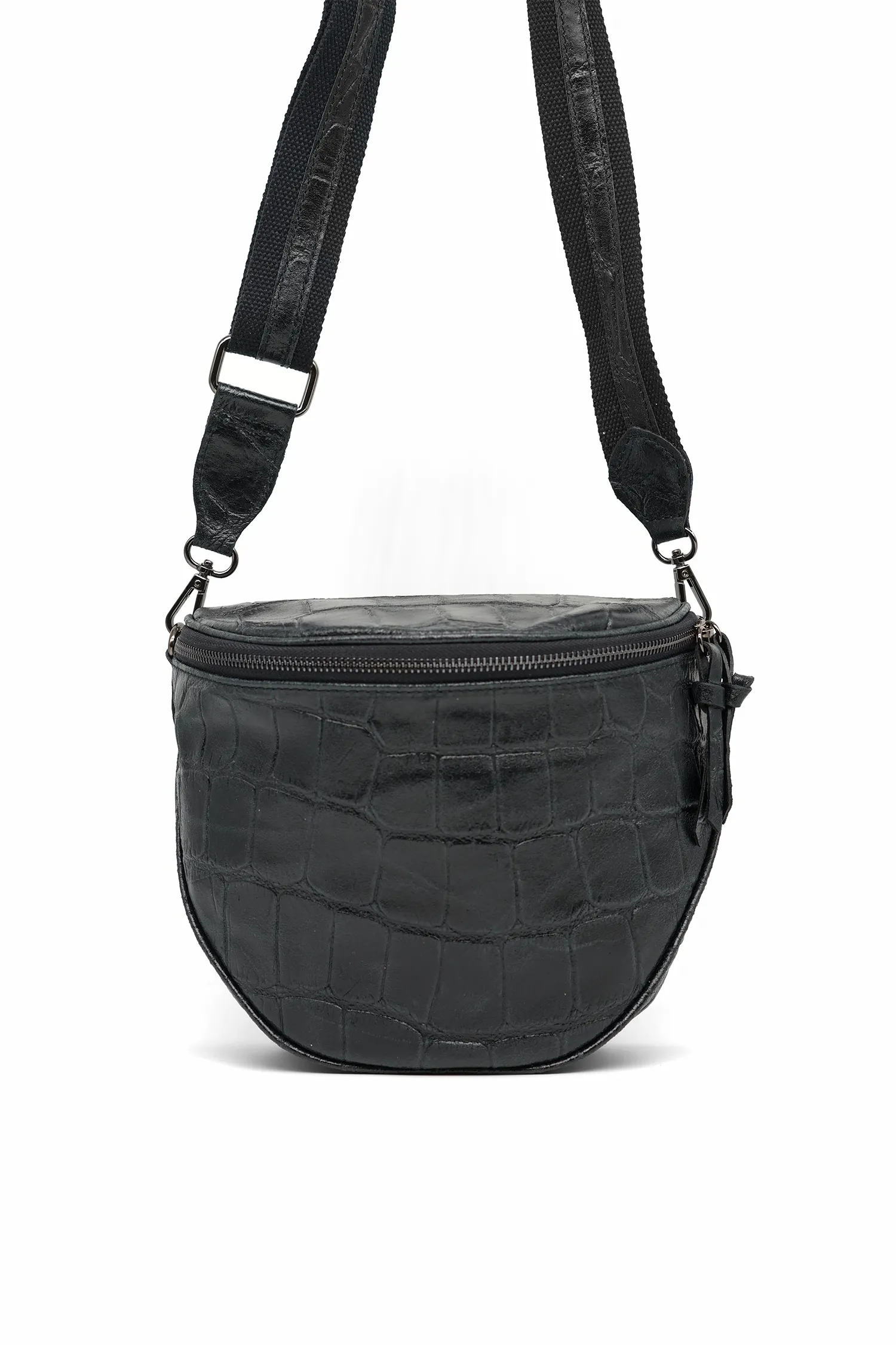 Crossbody-Bag KENNY aus genarbtem Leder mit Kroko-Prägung