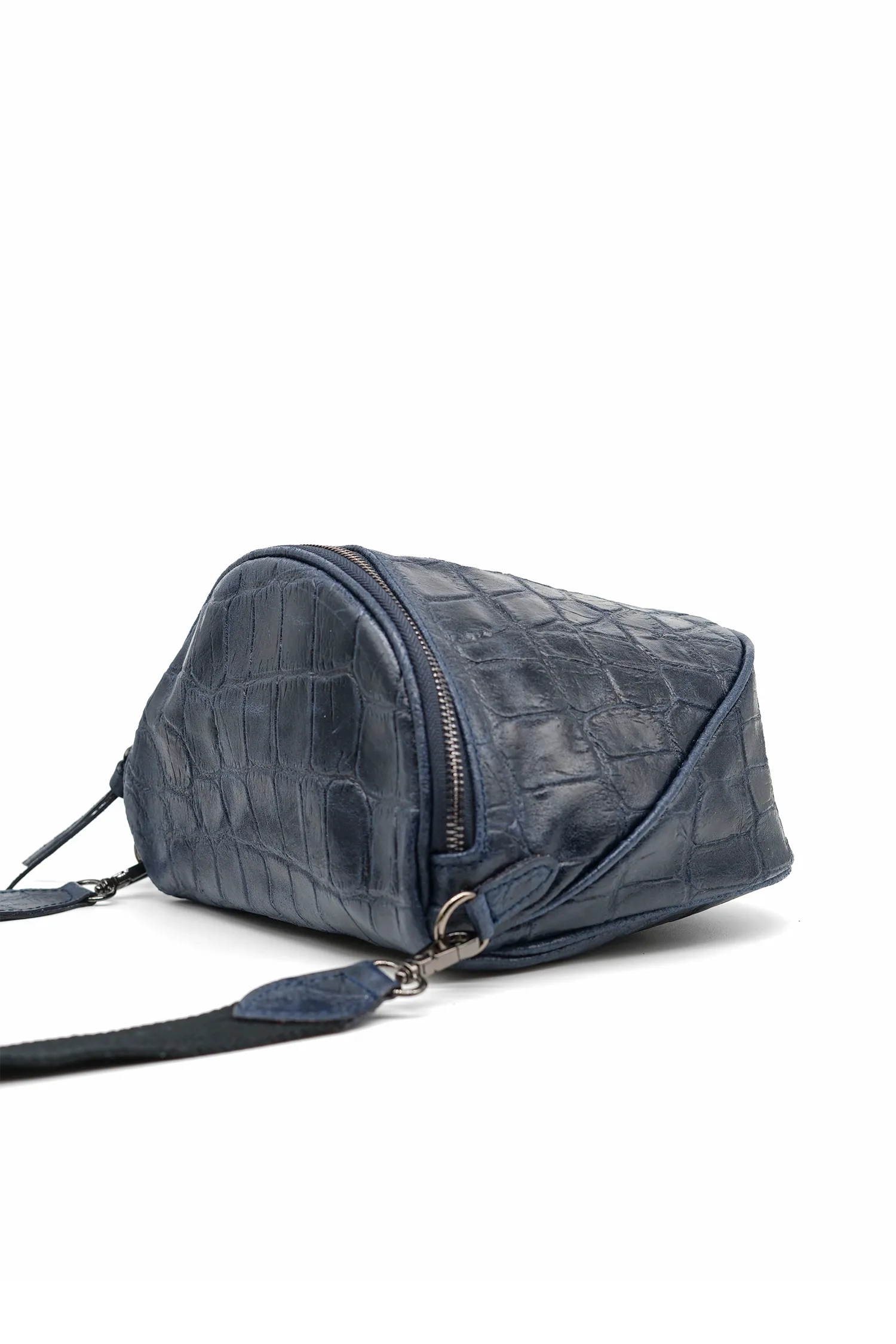 Crossbody-Bag KENNY aus genarbtem Leder mit Kroko-Prägung