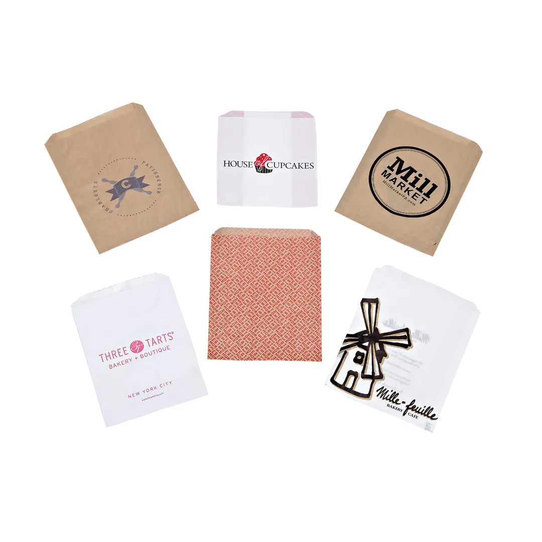 Custom Logo Printed Recyclable Take Away Fast Food Satchel Paper Bag