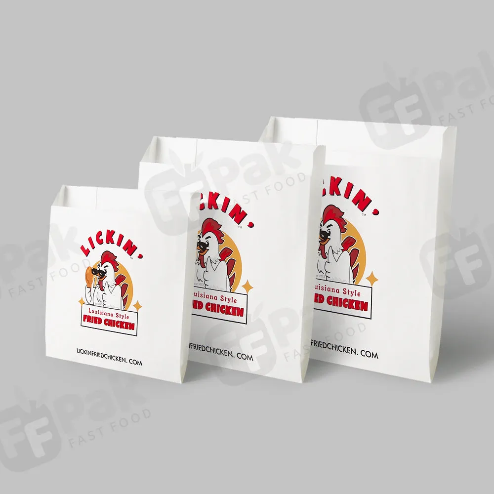 Custom Logo Printed Recyclable Take Away Fast Food Satchel Paper Bag