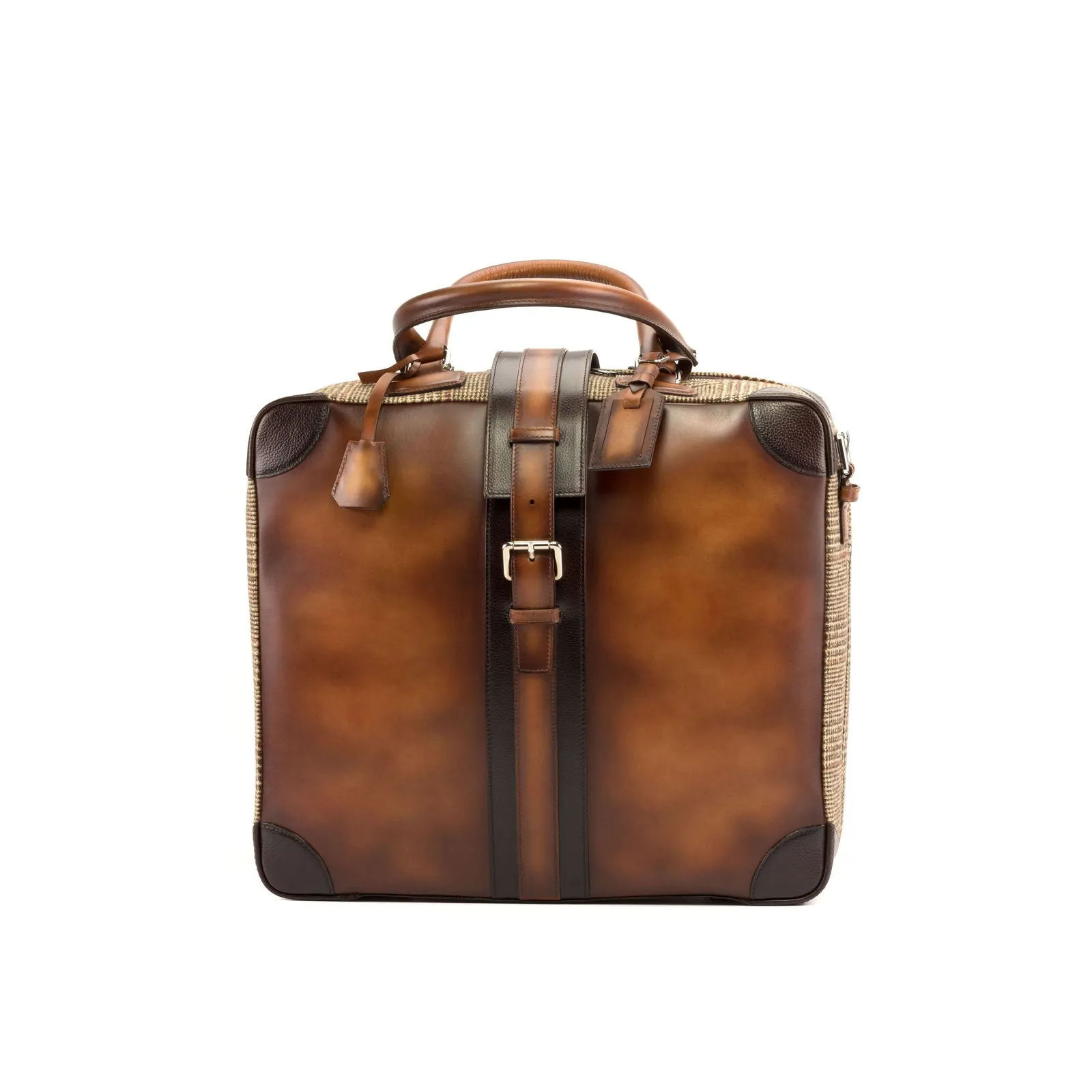 Custom Travel Tote Bag Leather Brown Dark Brown 5234