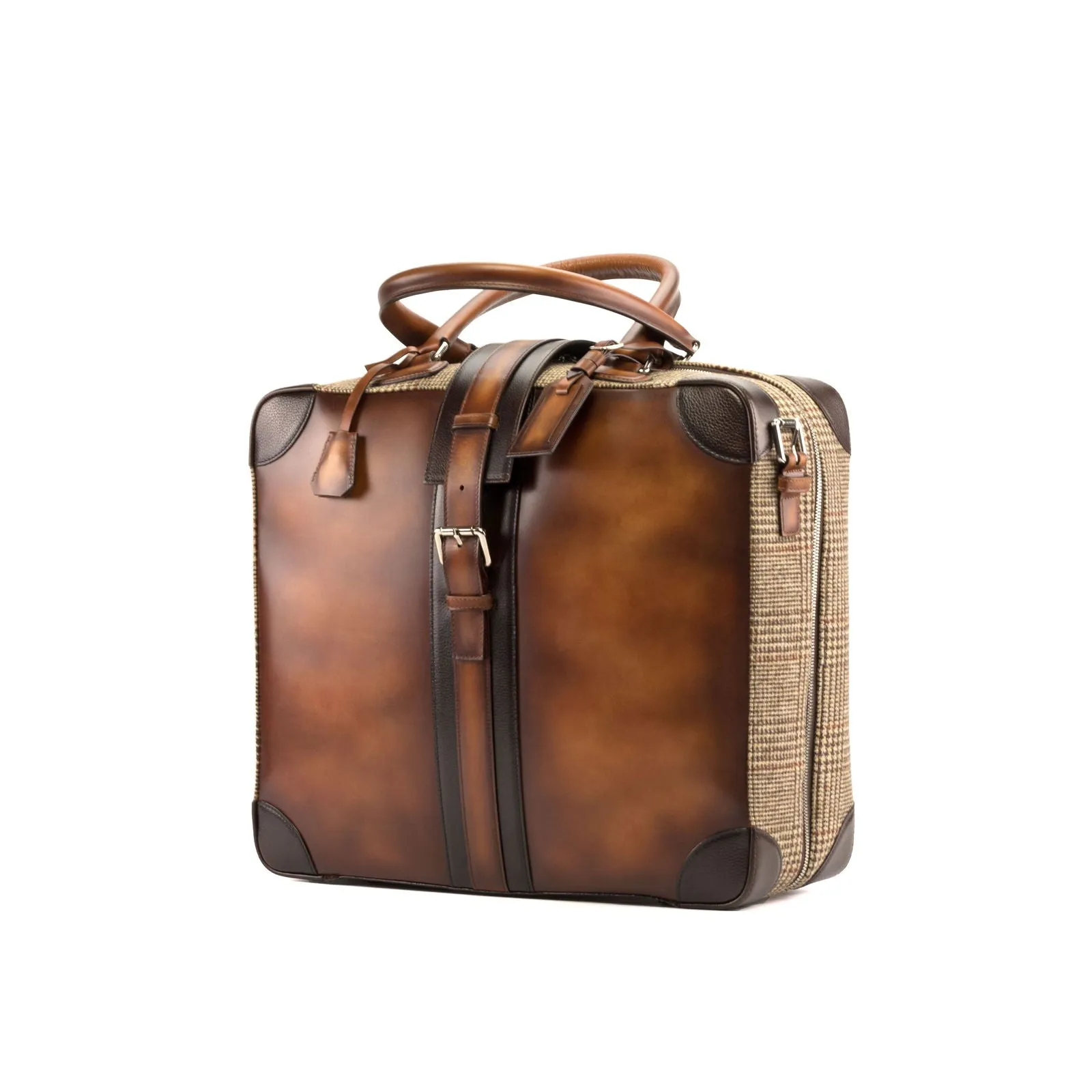 Custom Travel Tote Bag Leather Brown Dark Brown 5234