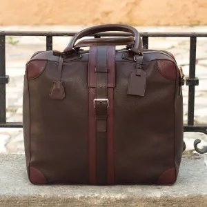 Custom Travel Tote Bag Leather Burgundy Dark Brown 3703