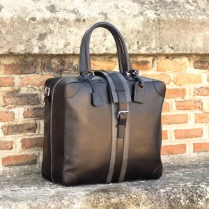 Custom Travel Tote Bag Leather Grey Black 5674