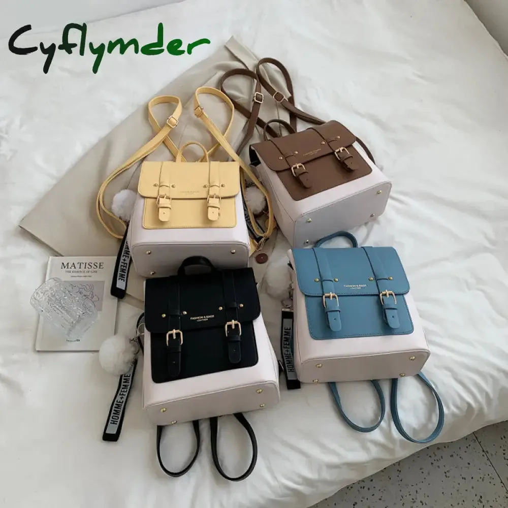 Cyflymder New Women Designer Backpacks High Quality Leather Travel Backpack Sac A Dos Small School Bags for Teenage Girls Female Back Pack