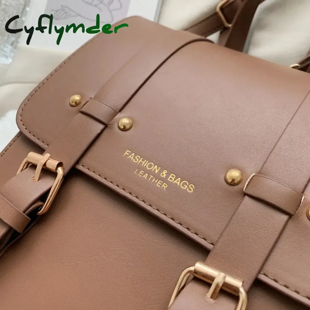 Cyflymder New Women Designer Backpacks High Quality Leather Travel Backpack Sac A Dos Small School Bags for Teenage Girls Female Back Pack