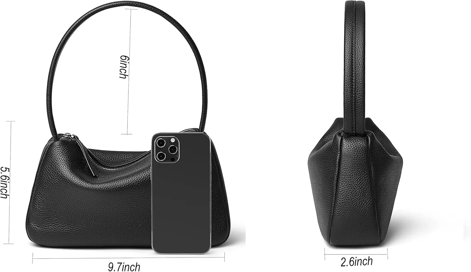 Daiblueland Small Leather Shoulder Bag For Women Premium Top Handle Tote Purse With Zipper Closure