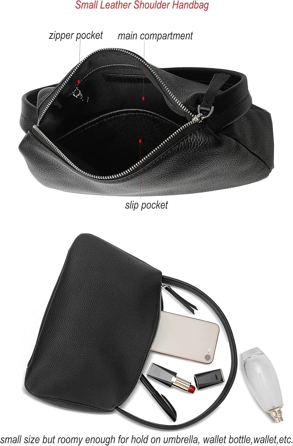 Daiblueland Small Leather Shoulder Bag For Women Premium Top Handle Tote Purse With Zipper Closure