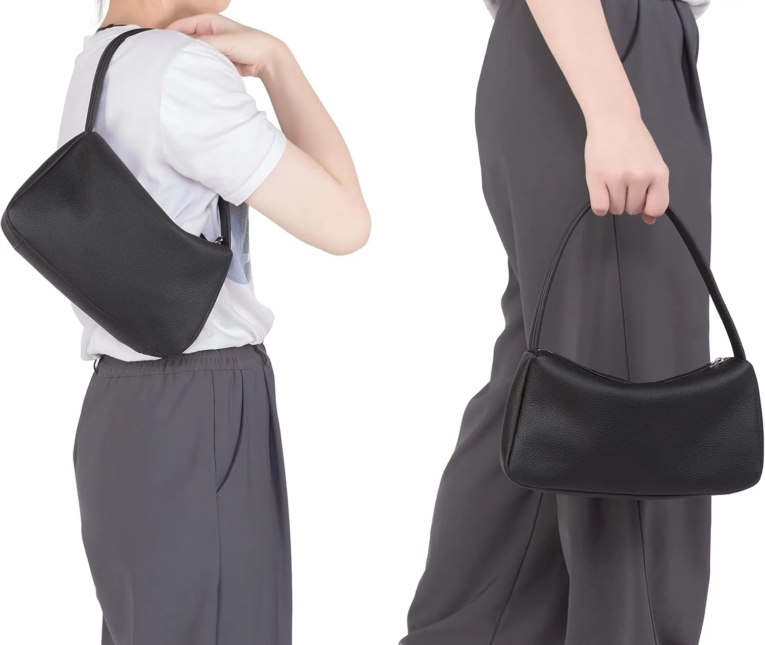 Daiblueland Small Leather Shoulder Bag For Women Premium Top Handle Tote Purse With Zipper Closure