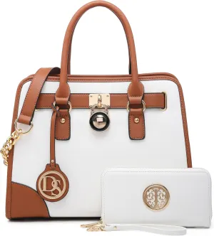 Dasein Women Handbags Top Handle Satchel Purse Shoulder Bag Hobo Bag Work Bag Set 2pcs