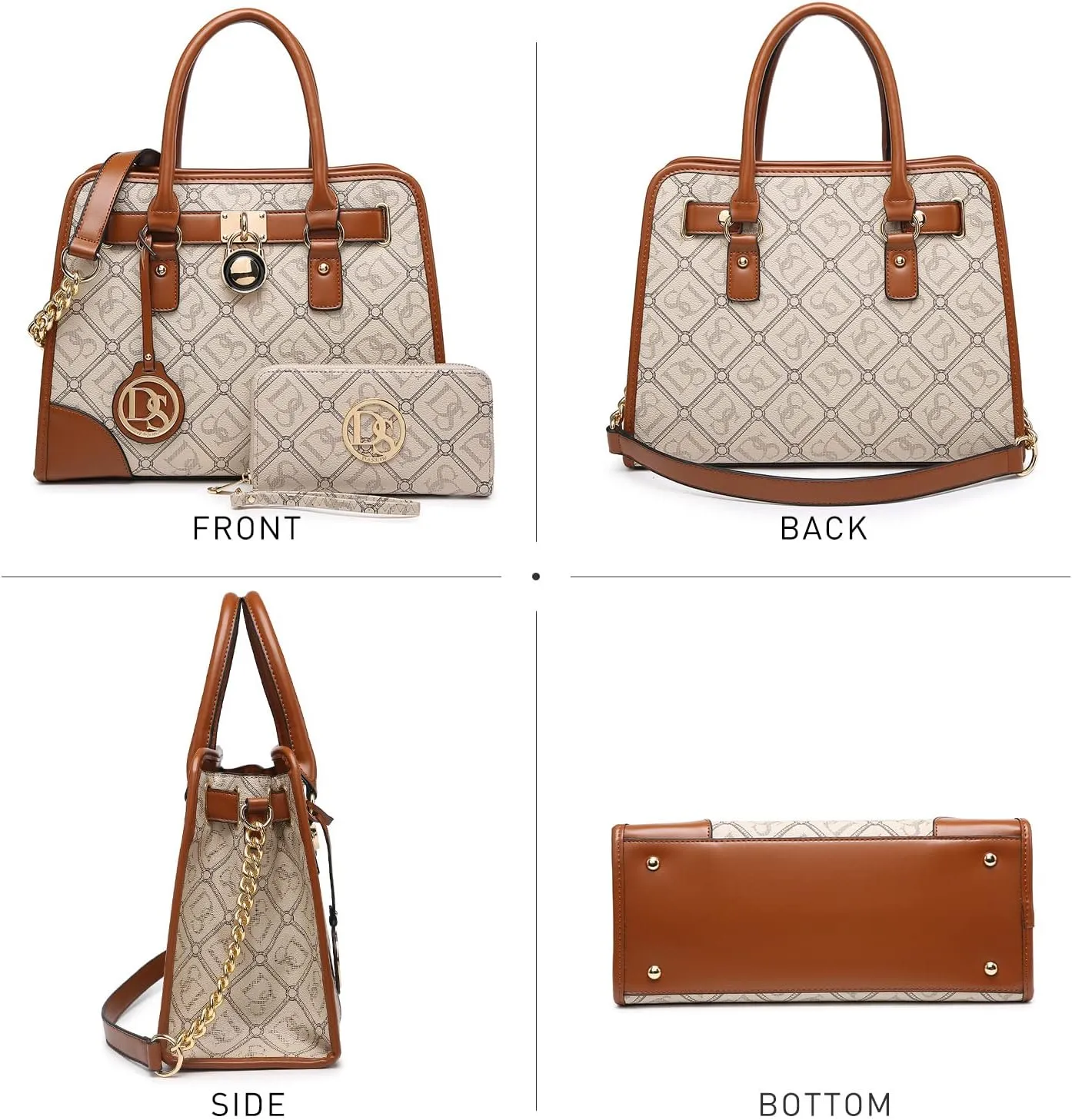 Dasein Women Handbags Top Handle Satchel Purse Shoulder Bag Hobo Bag Work Bag Set 2pcs