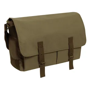 Deluxe Vintage Canvas Messenger Bag - Olive Drab