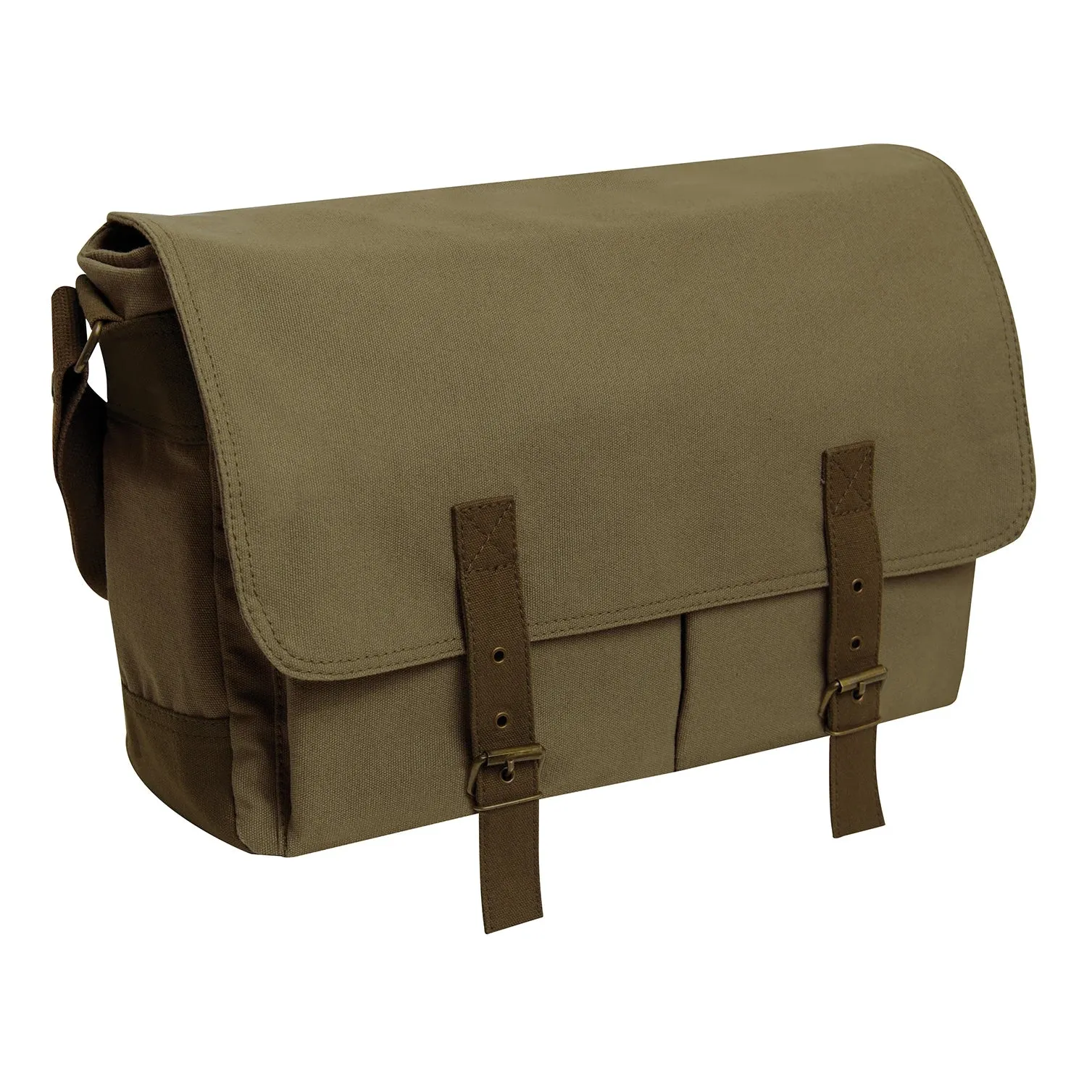 Deluxe Vintage Canvas Messenger Bag - Olive Drab