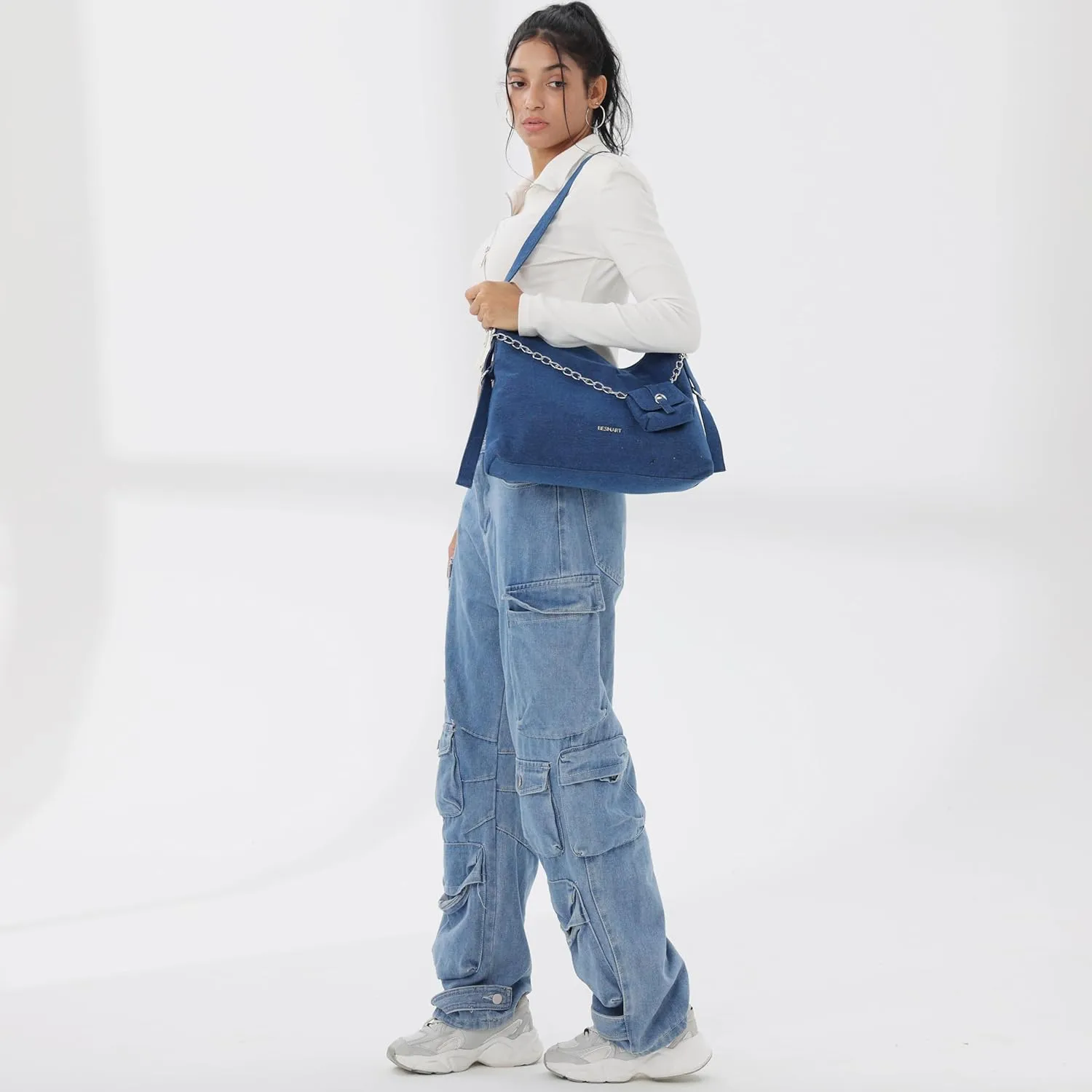 Denim Crossbody Bag Quilted Shoulder Bags for Women