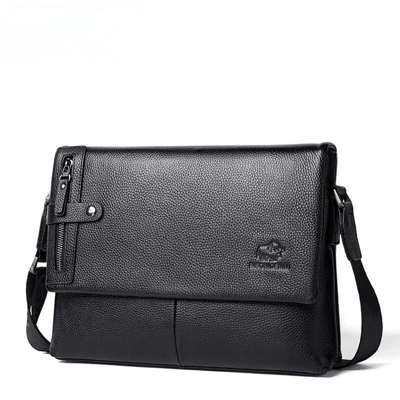 DENIM Genuine Leather Men Shoulder Bag High Quality Cowhide Crossbody Bag