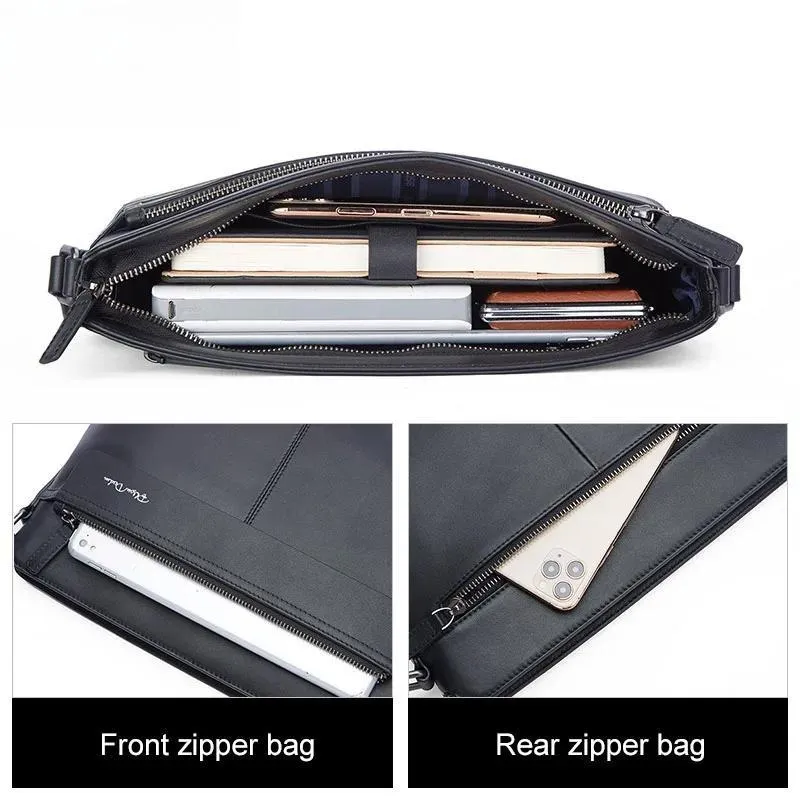 DENIM Genuine Leather Men Shoulder Bag High Quality Cowhide Crossbody Bag