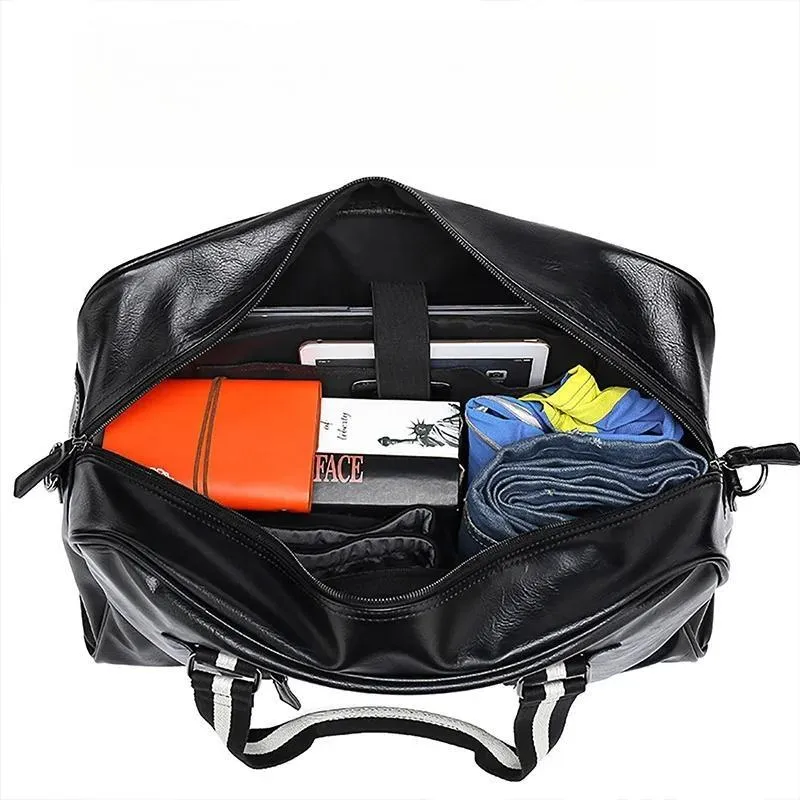 DENIM Leather Travel Bag Large Capacity Duffle Fitness Bags Handbag Shoulder Bags