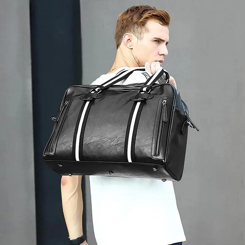 DENIM Leather Travel Bag Large Capacity Duffle Fitness Bags Handbag Shoulder Bags