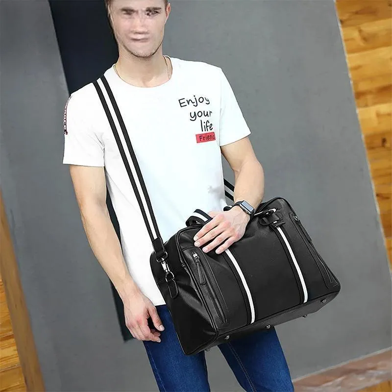 DENIM Leather Travel Bag Large Capacity Duffle Fitness Bags Handbag Shoulder Bags