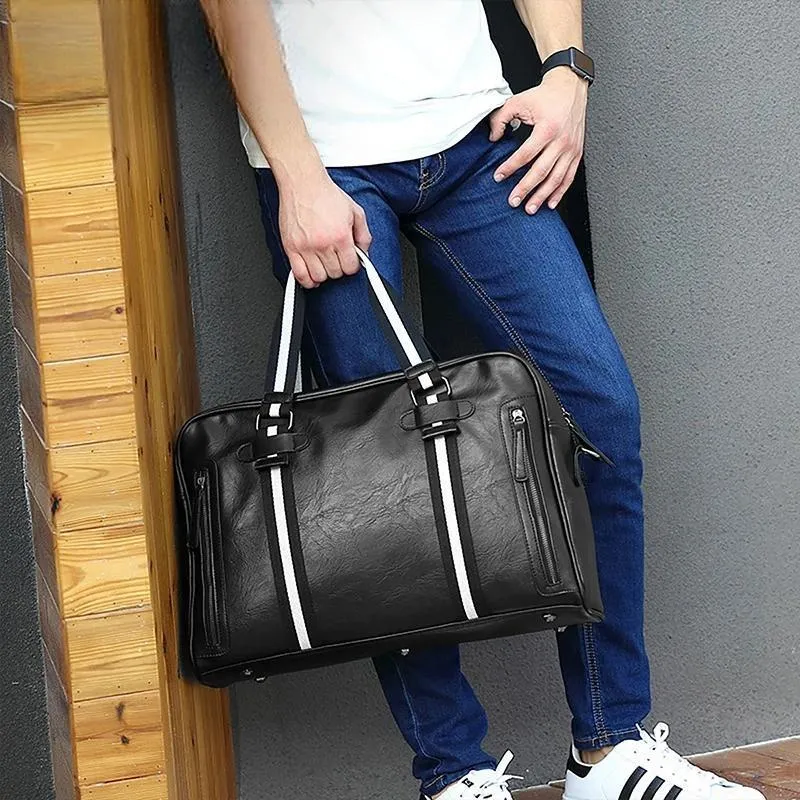 DENIM Leather Travel Bag Large Capacity Duffle Fitness Bags Handbag Shoulder Bags