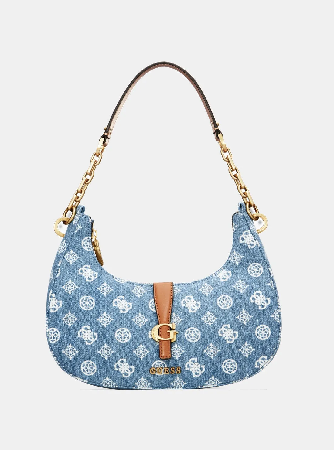Denim Logo Kuba Top Zip Shoulder Bag