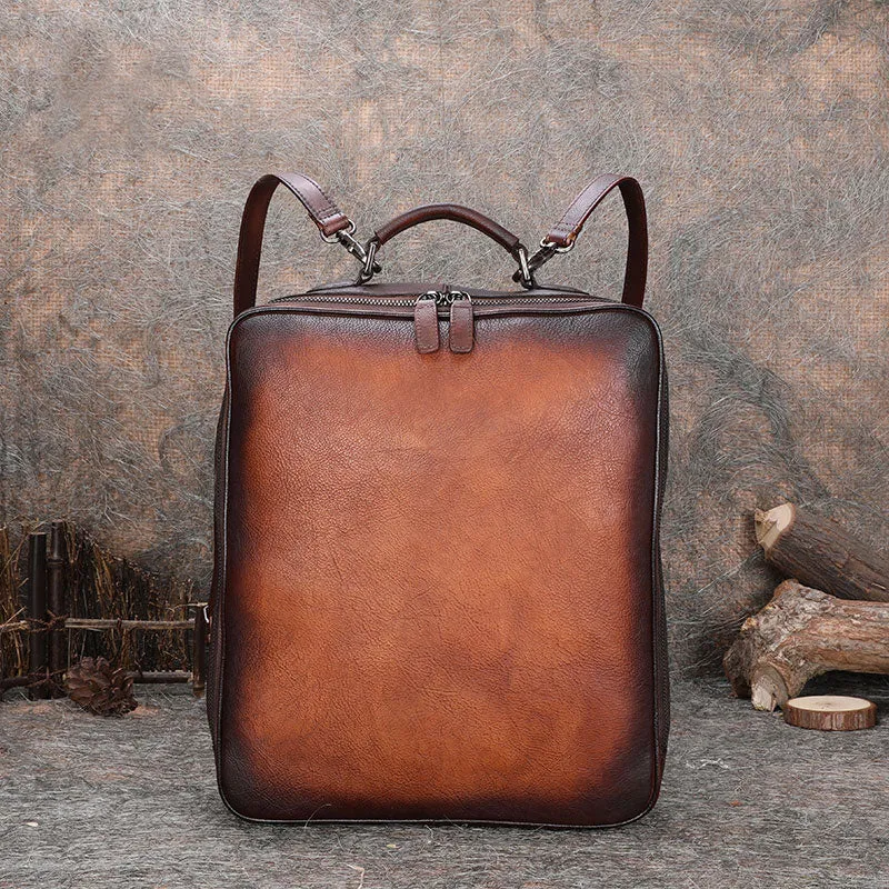 Designer Womens Brown Leather Laptop Backpack Purse Cool Backpacks for Women