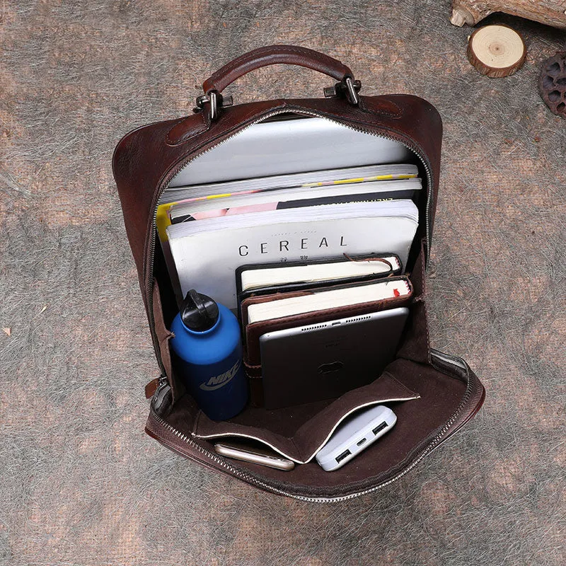 Designer Womens Brown Leather Laptop Backpack Purse Cool Backpacks for Women