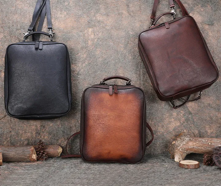 Designer Womens Brown Leather Laptop Backpack Purse Cool Backpacks for Women