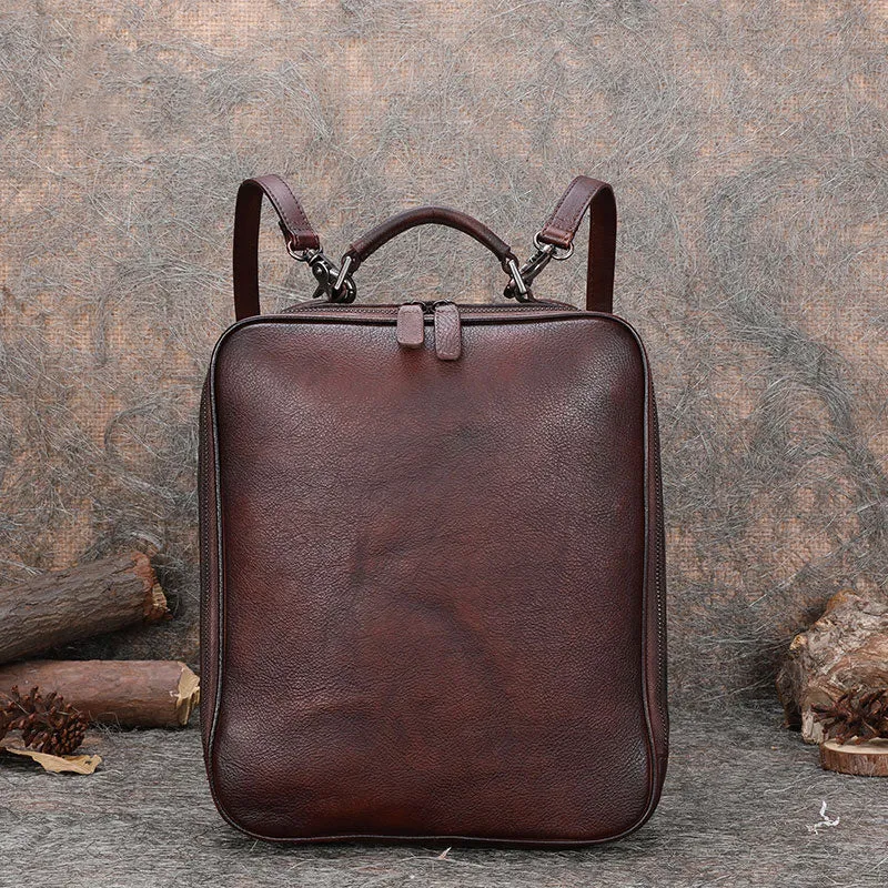 Designer Womens Brown Leather Laptop Backpack Purse Cool Backpacks for Women