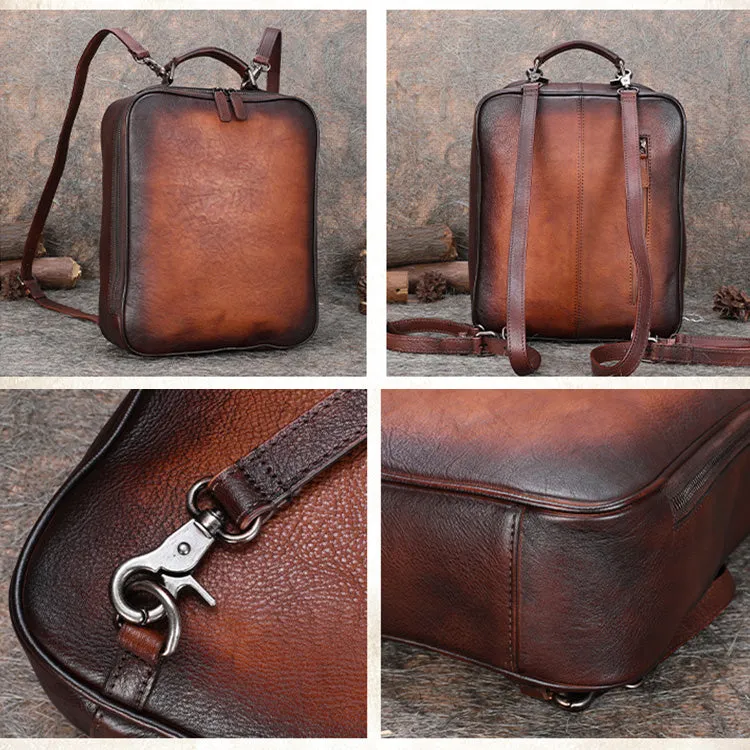 Designer Womens Brown Leather Laptop Backpack Purse Cool Backpacks for Women