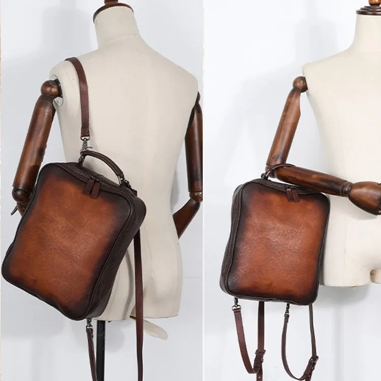 Designer Womens Brown Leather Laptop Backpack Purse Cool Backpacks for Women