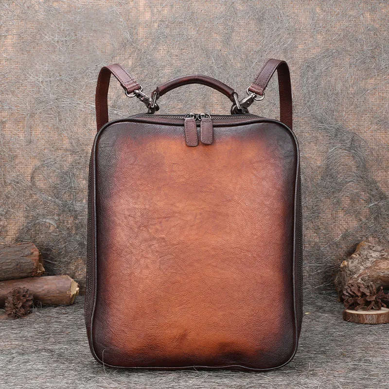 Designer Womens Brown Leather Laptop Backpack Purse Cool Backpacks for Women
