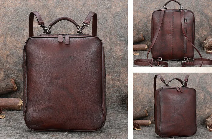 Designer Womens Brown Leather Laptop Backpack Purse Cool Backpacks for Women