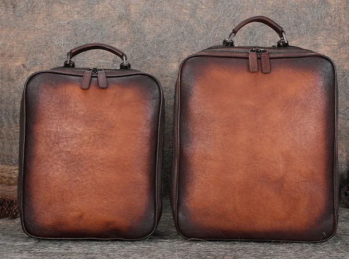 Designer Womens Brown Leather Laptop Backpack Purse Cool Backpacks for Women