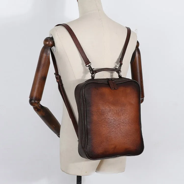 Designer Womens Brown Leather Laptop Backpack Purse Cool Backpacks for Women
