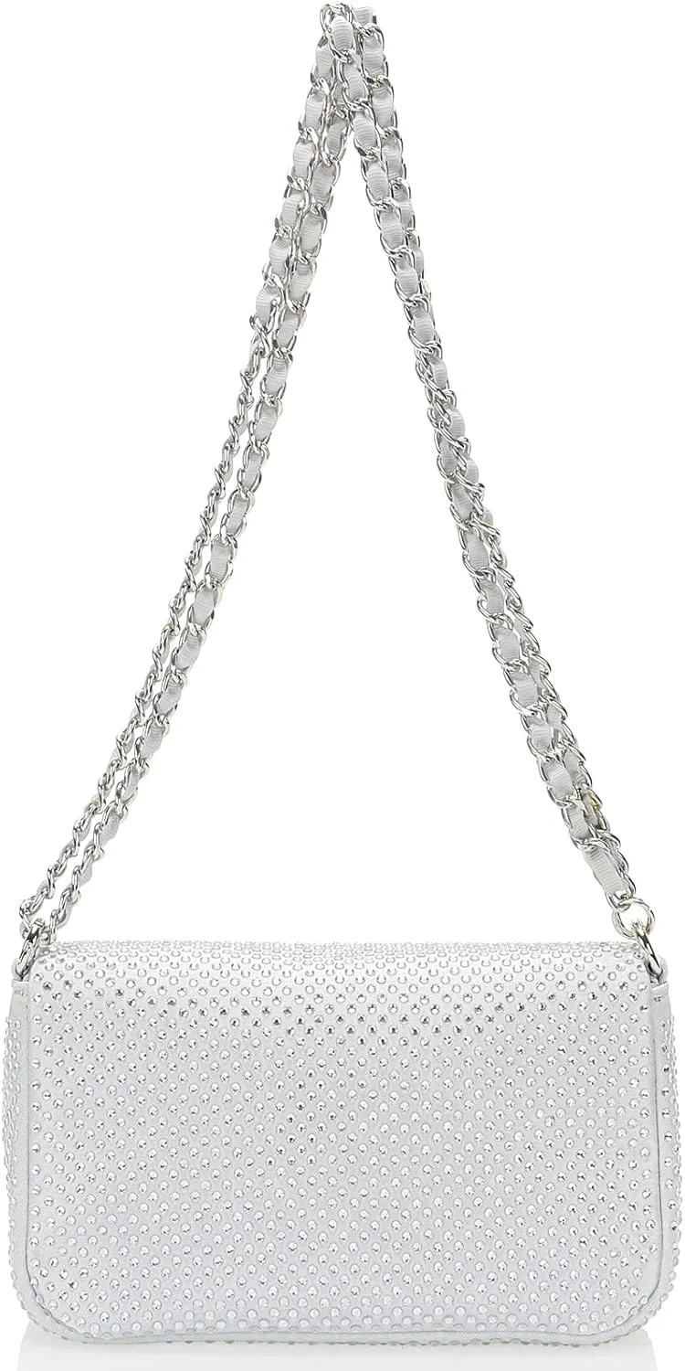 Dexmay Classic Flap Crystal Bag Small Evening Clutch Handbag Party Rhinestone Purse