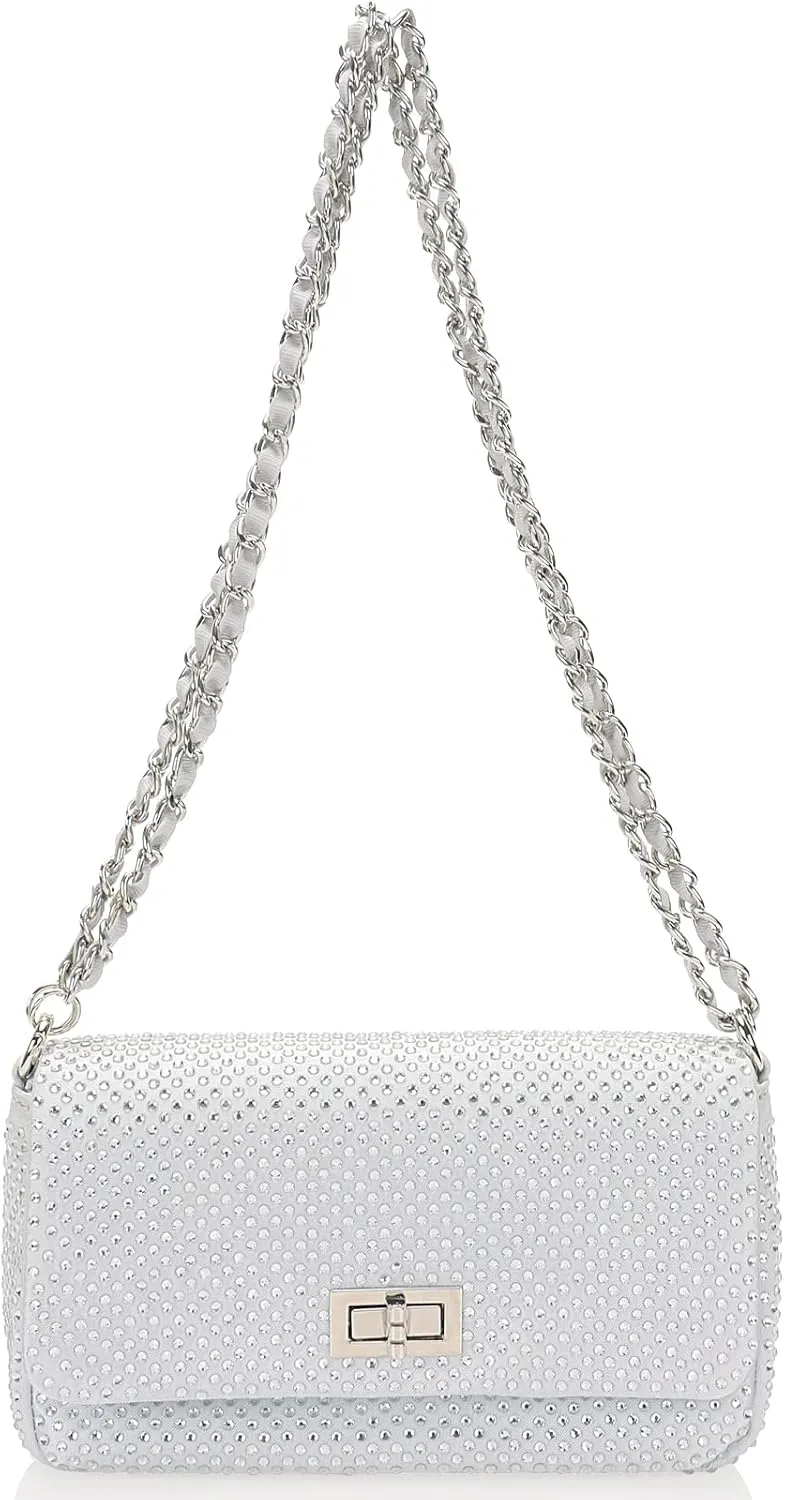 Dexmay Classic Flap Crystal Bag Small Evening Clutch Handbag Party Rhinestone Purse